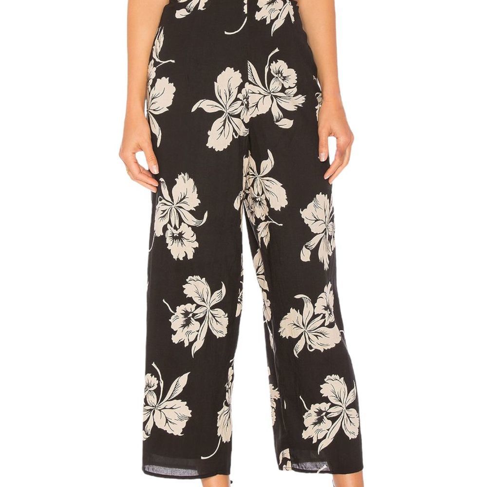 Floral Pants - Amuse Society Wide Leg Black and White flowers